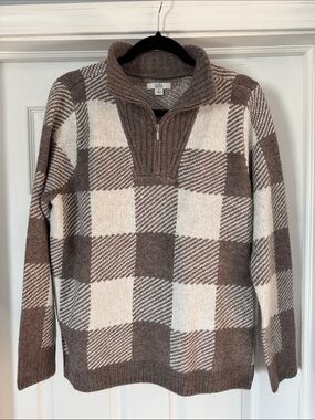 Croft & Barrow Plaid Half-Zip Sweater